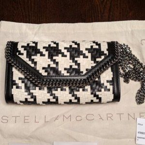 Stella McCartney Falabella Dogtooth Black/White Eco Alter Faux-leather Clutch